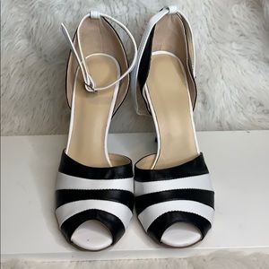 Black and white sandals